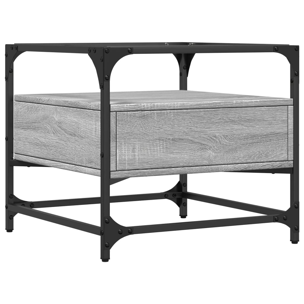 vidaXL Coffee Table with Glass Top Grey Sonoma 50x50x45 cm Steel 6