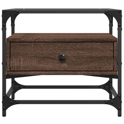 vidaXL Coffee Table with Glass Top Brown Oak 50x50x45 cm Steel 4