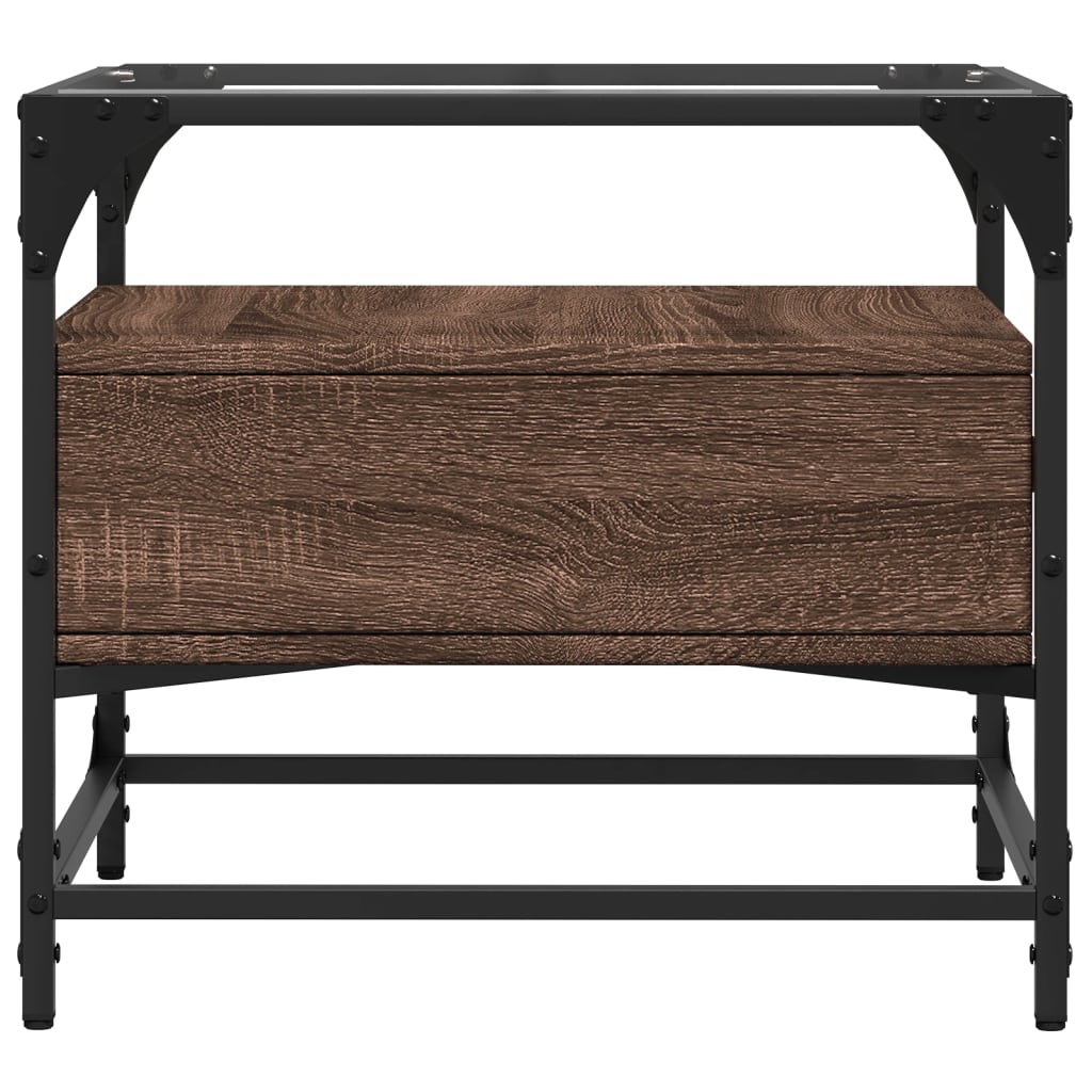vidaXL Coffee Table with Glass Top Brown Oak 50x50x45 cm Steel 5