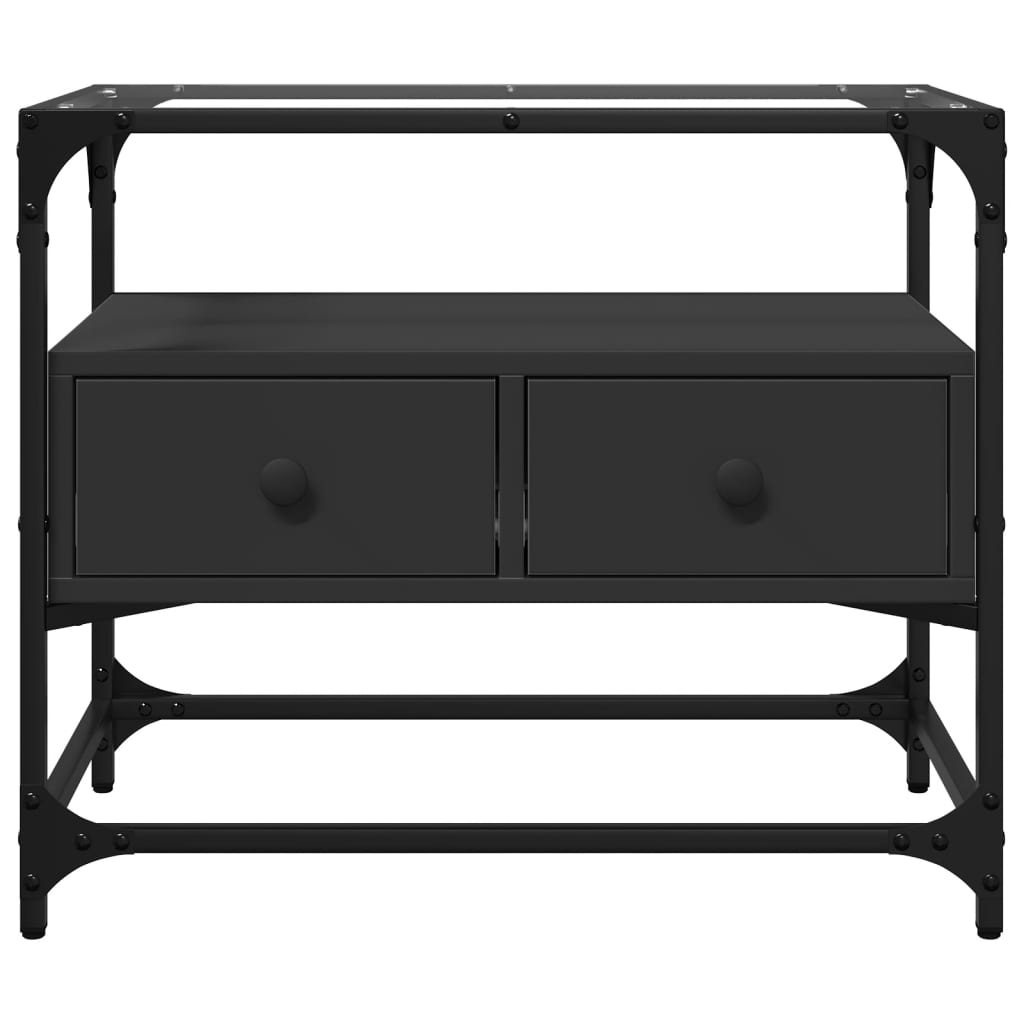 vidaXL TV Cabinet with Glass Top Black 60x35x51 cm Engineered Wood 4