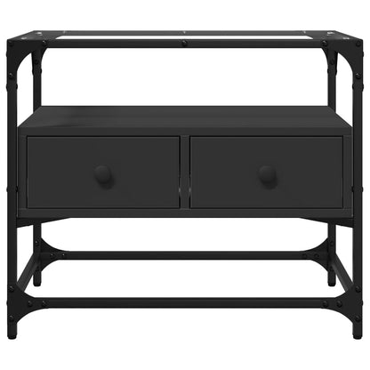 vidaXL TV Cabinet with Glass Top Black 60x35x51 cm Engineered Wood 4