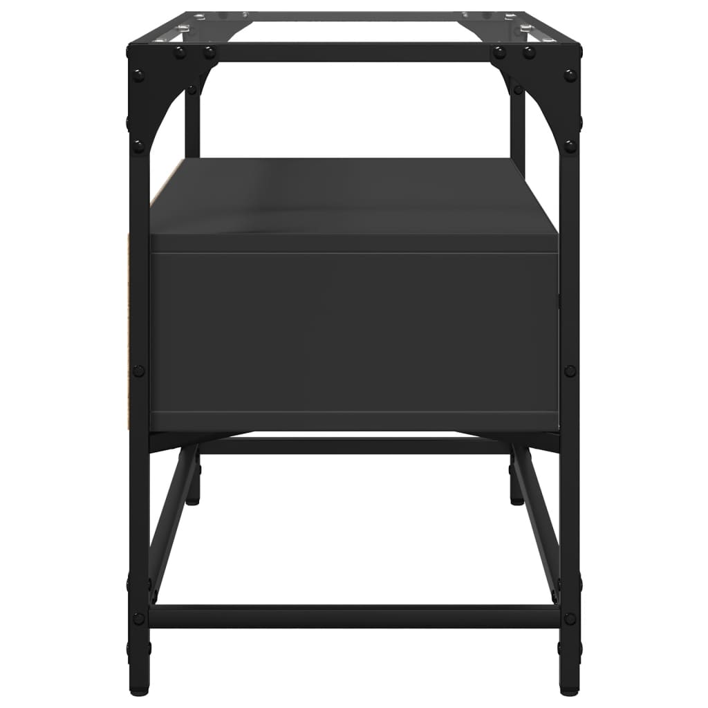 vidaXL TV Cabinet with Glass Top Black 60x35x51 cm Engineered Wood 5