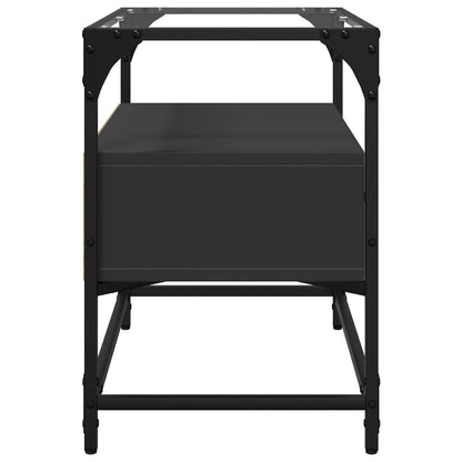 vidaXL TV Cabinet with Glass Top Black 60x35x51 cm Engineered Wood 5