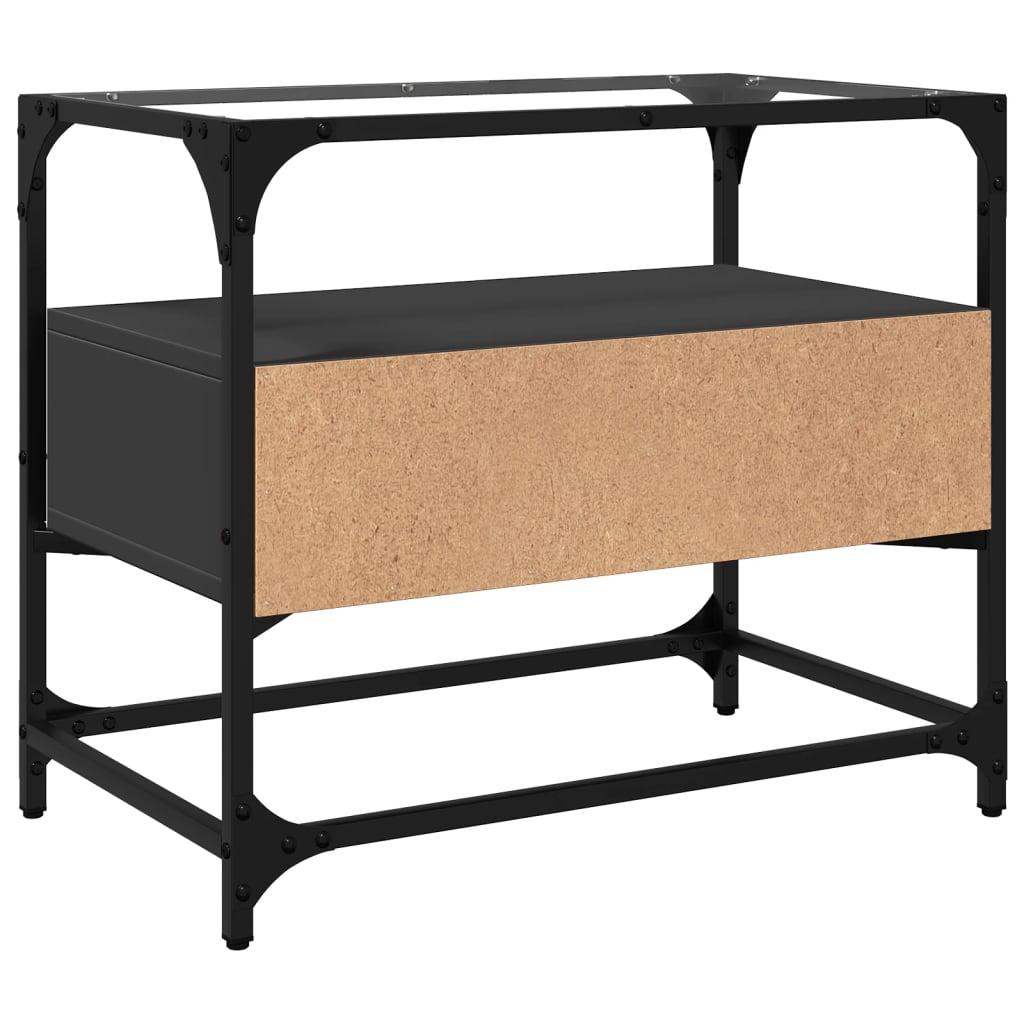 vidaXL TV Cabinet with Glass Top Black 60x35x51 cm Engineered Wood 6