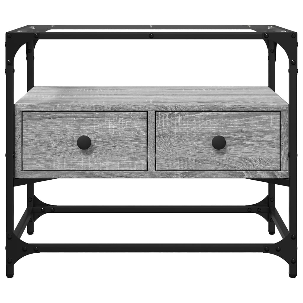 vidaXL TV Cabinet with Glass Top Grey Sonoma 60x35x51 cm Engineered Wood 4