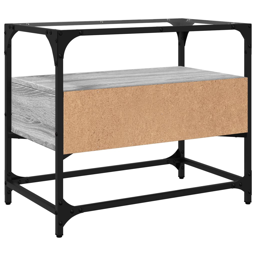 vidaXL TV Cabinet with Glass Top Grey Sonoma 60x35x51 cm Engineered Wood 6