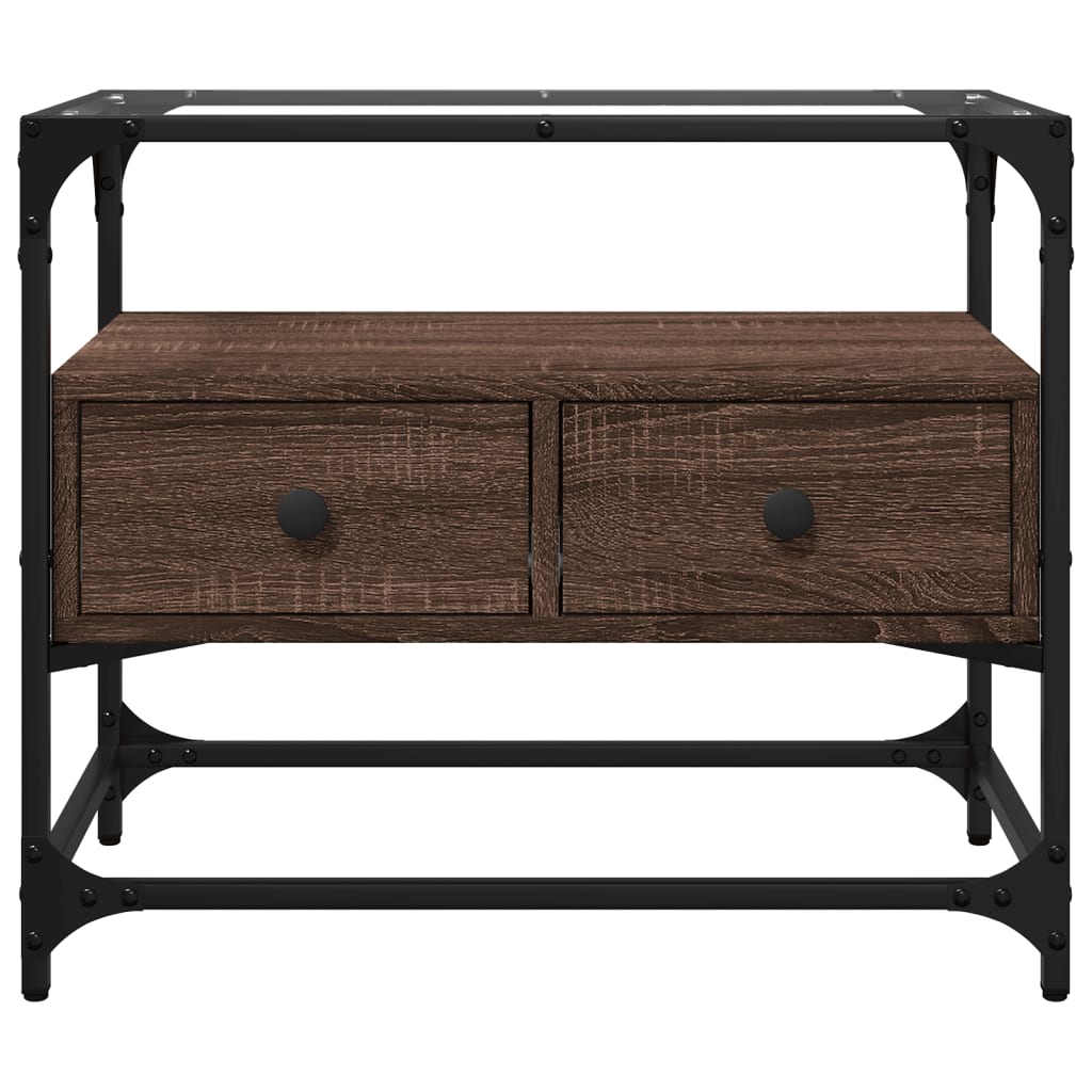 vidaXL TV Cabinet with Glass Top Brown Oak 60x35x51 cm Engineered Wood 4