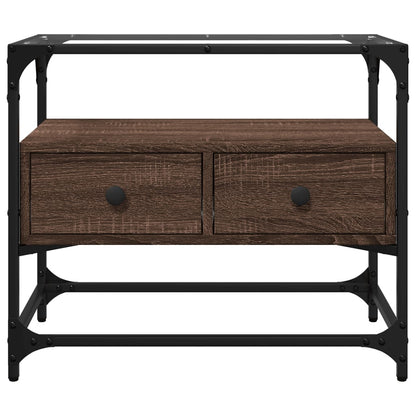 vidaXL TV Cabinet with Glass Top Brown Oak 60x35x51 cm Engineered Wood 4
