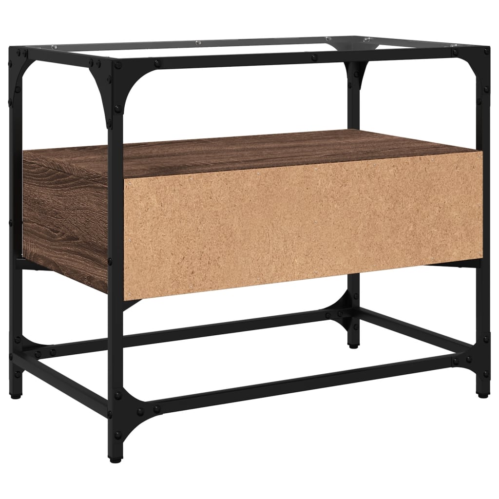 vidaXL TV Cabinet with Glass Top Brown Oak 60x35x51 cm Engineered Wood 6