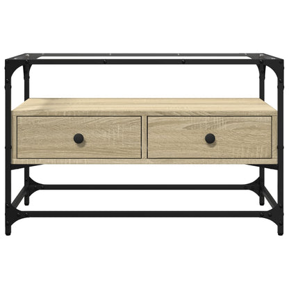 vidaXL TV Cabinet with Glass Top Sonoma Oak 80x35x51 cm Engineered Wood 4