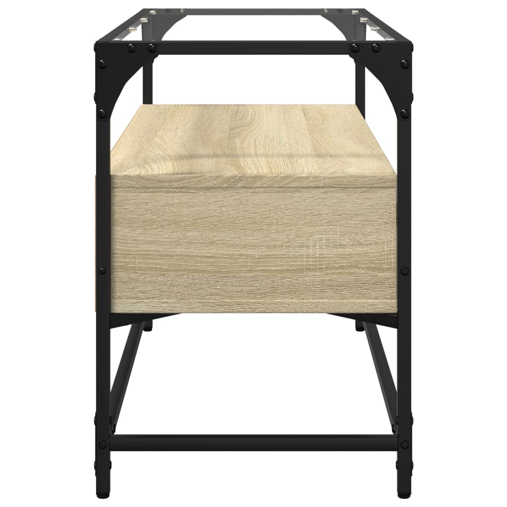 vidaXL TV Cabinet with Glass Top Sonoma Oak 80x35x51 cm Engineered Wood 5