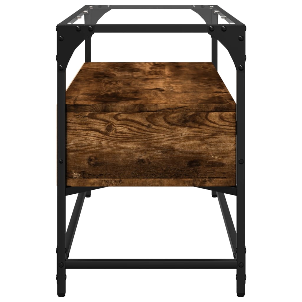 vidaXL TV Cabinet with Glass Top Smoked Oak 80x35x51 cm Engineered Wood 5