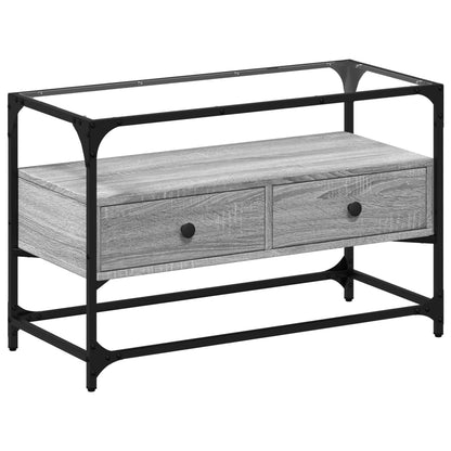 vidaXL TV Cabinet with Glass Top Grey Sonoma 80x35x51 cm Engineered Wood 2