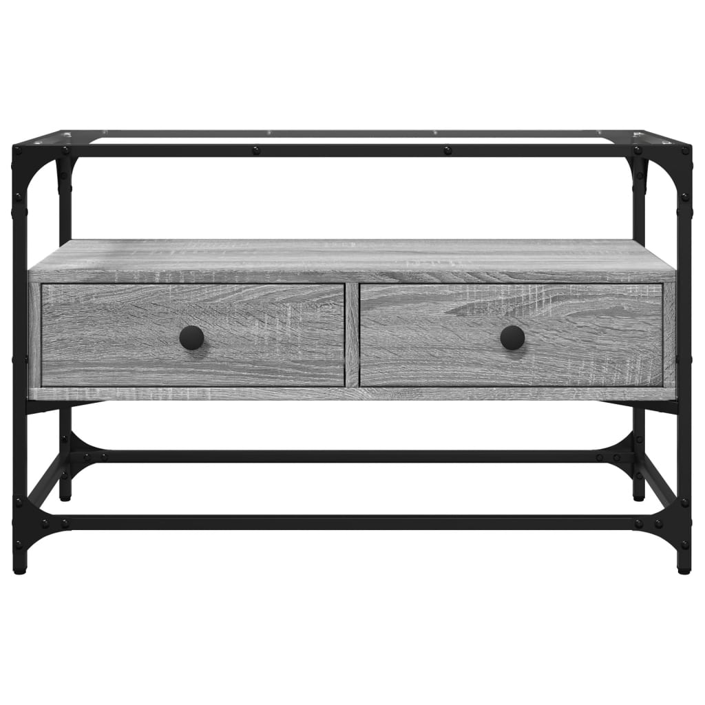 vidaXL TV Cabinet with Glass Top Grey Sonoma 80x35x51 cm Engineered Wood 4