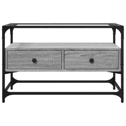 vidaXL TV Cabinet with Glass Top Grey Sonoma 80x35x51 cm Engineered Wood 4