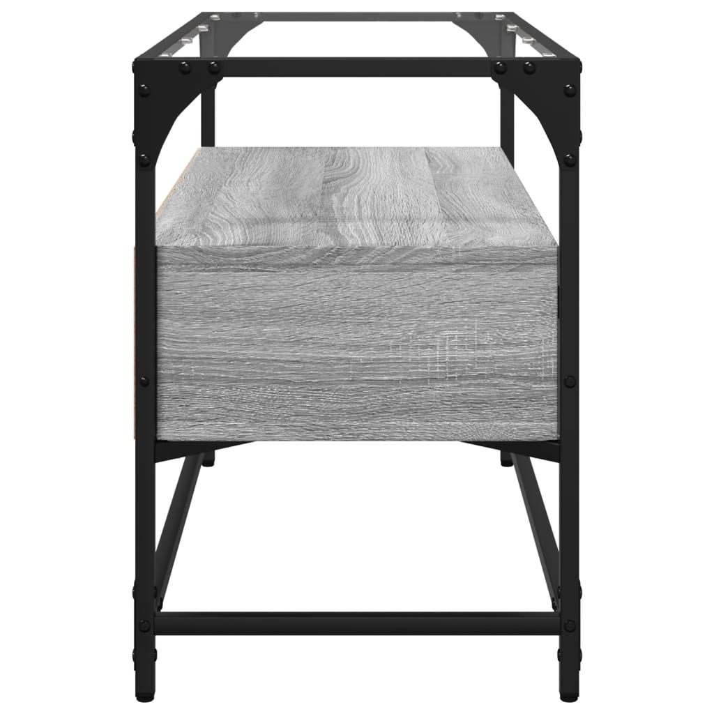 vidaXL TV Cabinet with Glass Top Grey Sonoma 80x35x51 cm Engineered Wood 5