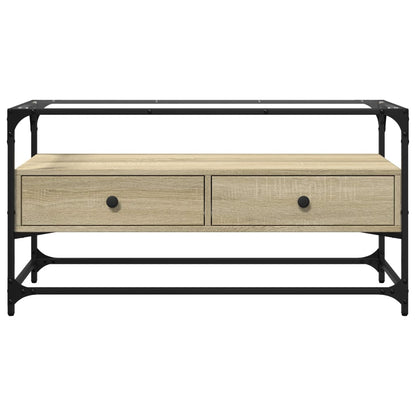 vidaXL TV Cabinet with Glass Top Sonoma Oak 98x35x51 cm Engineered Wood 4