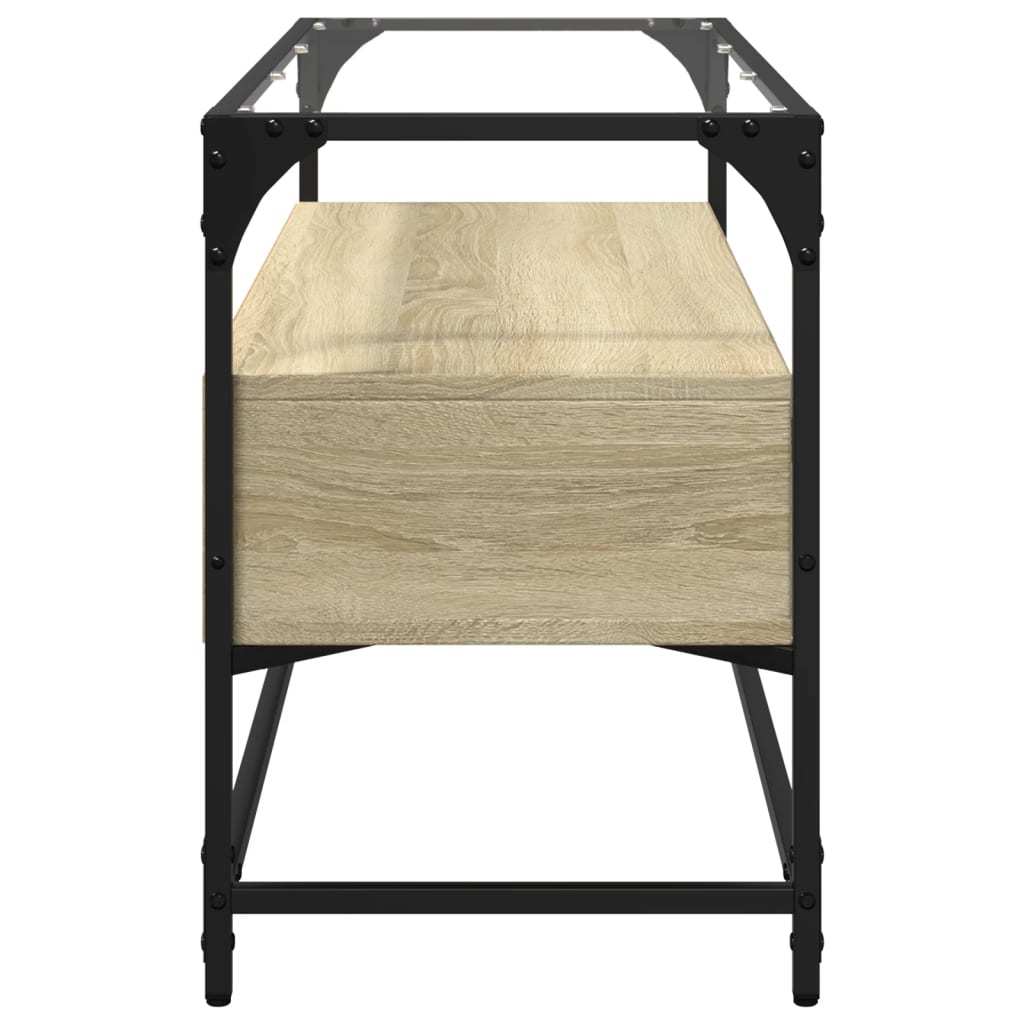 vidaXL TV Cabinet with Glass Top Sonoma Oak 98x35x51 cm Engineered Wood 5