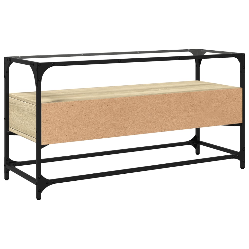 vidaXL TV Cabinet with Glass Top Sonoma Oak 98x35x51 cm Engineered Wood 6