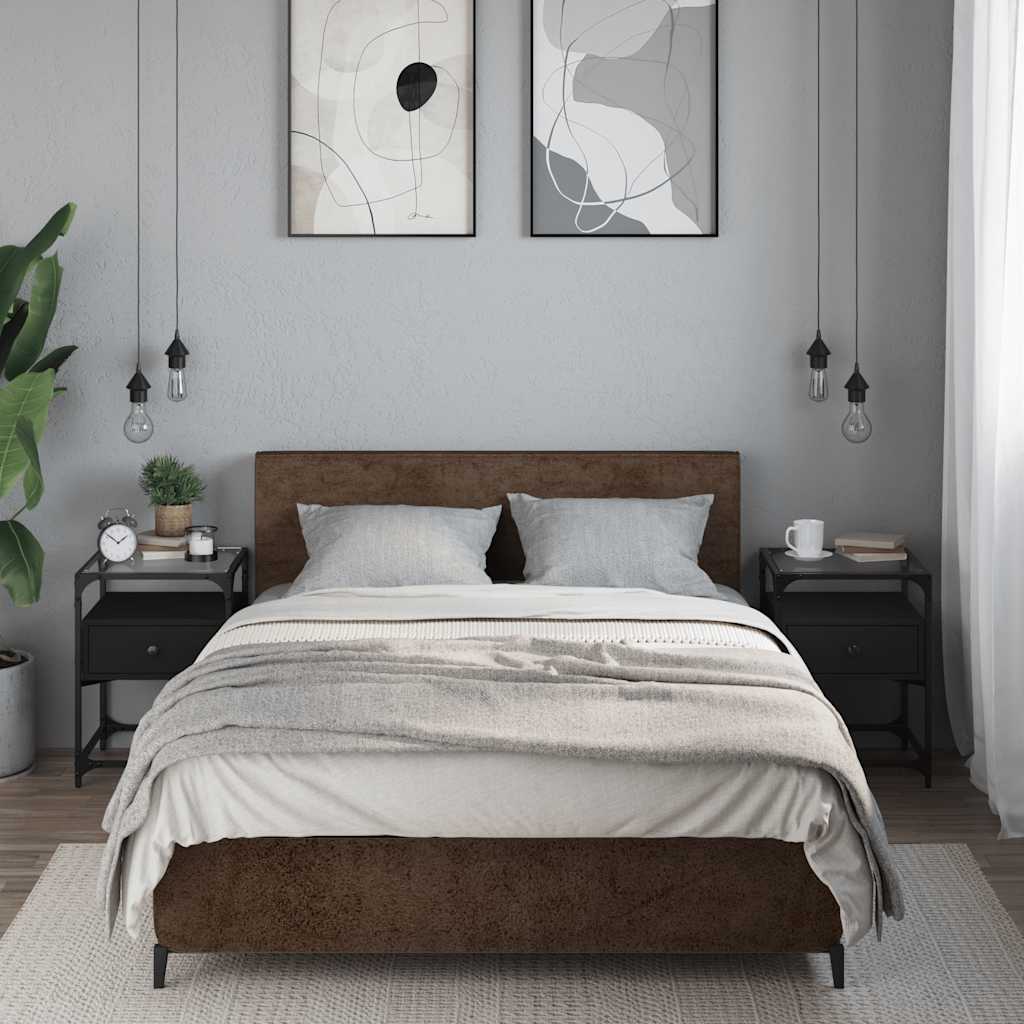 Bedside Cabinets 40x40x55 cm Engineered Wood Black 2