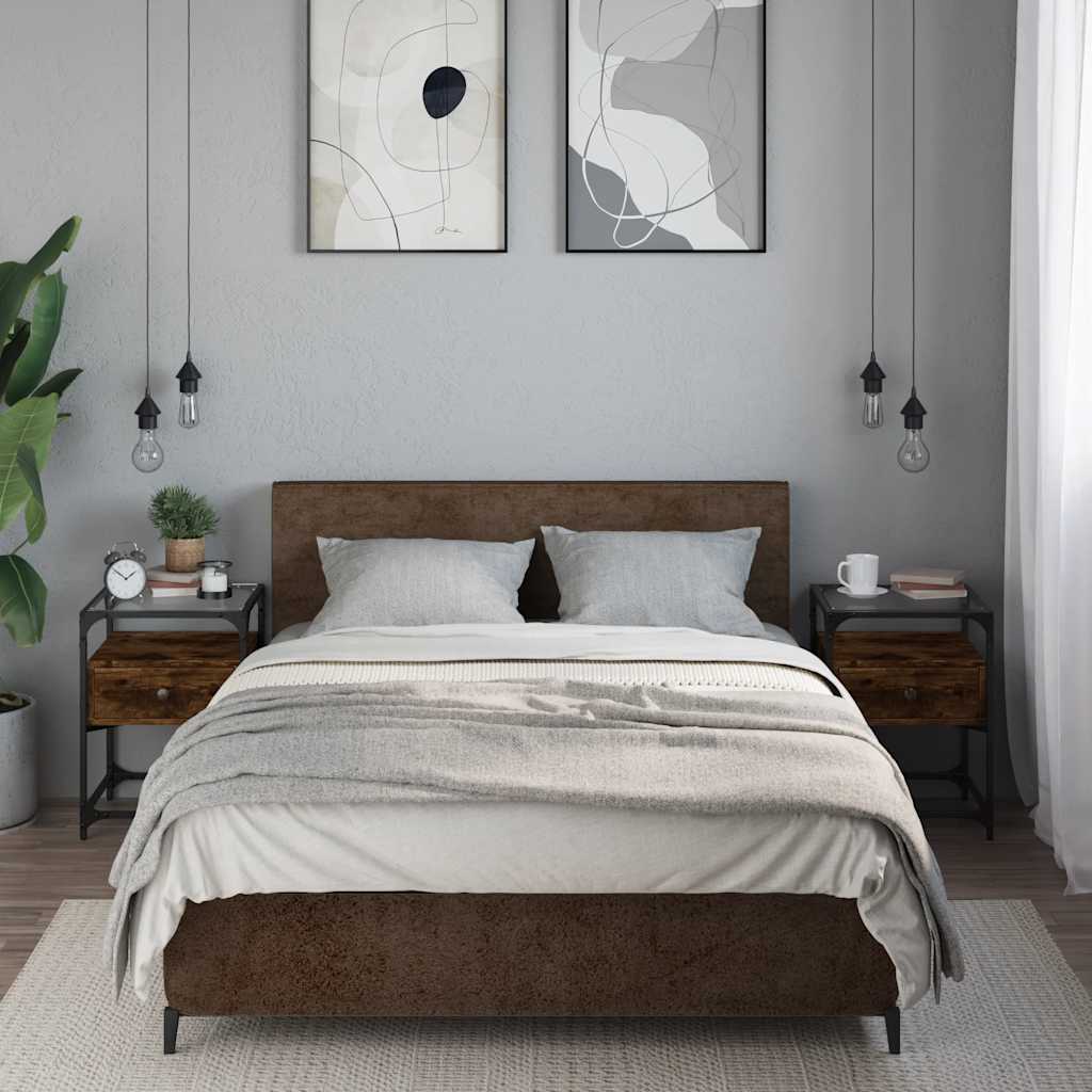 Bedside Cabinets 40x40x55 cm Engineered Wood Smoked oak 2