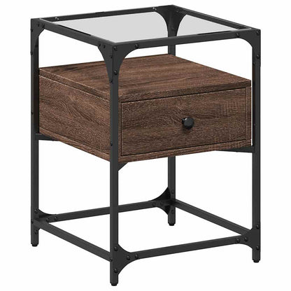 vidaXL Bedside Cabinet Brown Oak 40x40x55 cm Engineered Wood 2