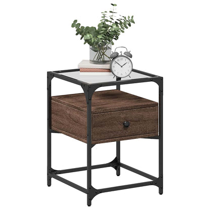 vidaXL Bedside Cabinet Brown Oak 40x40x55 cm Engineered Wood 3