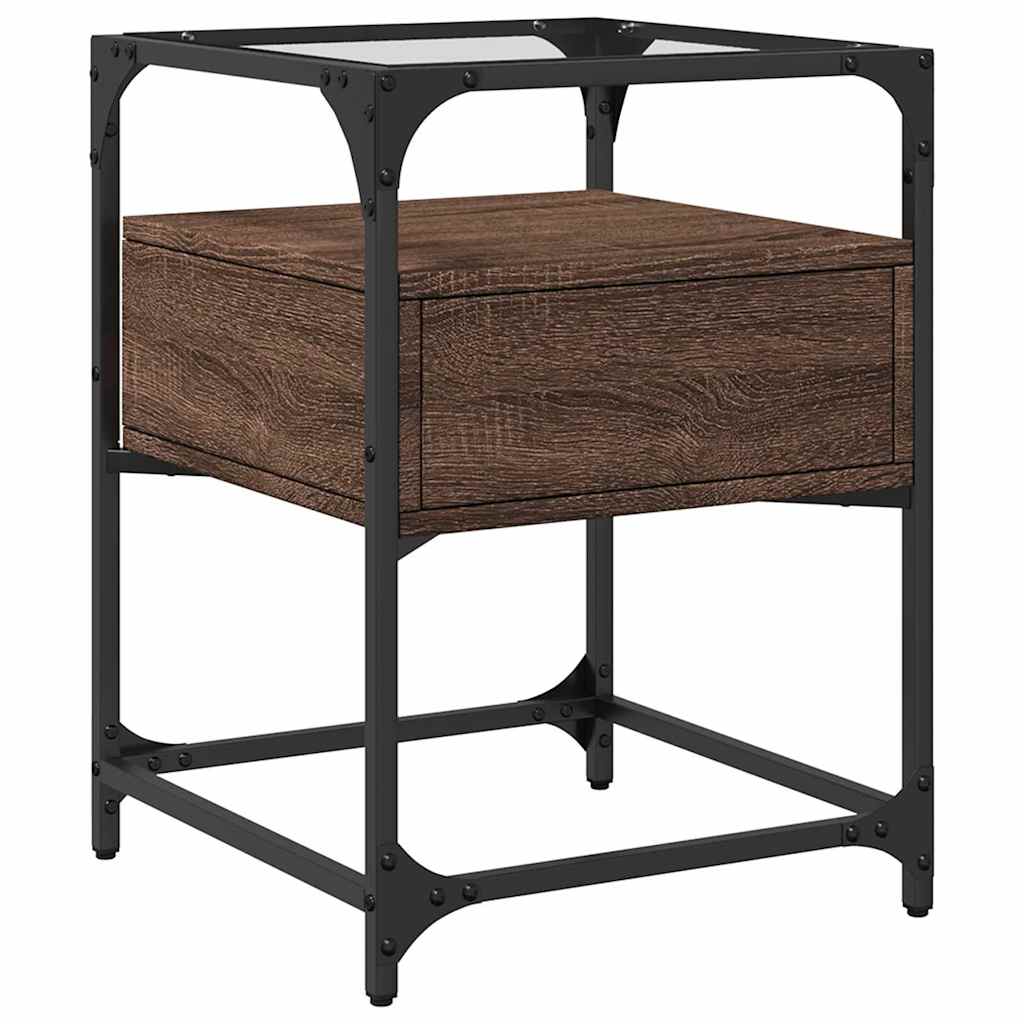 vidaXL Bedside Cabinet Brown Oak 40x40x55 cm Engineered Wood 6