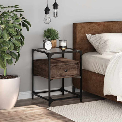vidaXL Bedside Cabinet Brown Oak 40x40x55 cm Engineered Wood 1