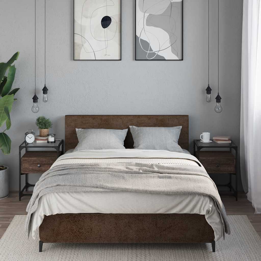 Bedside Cabinets 40x40x55 cm Engineered Wood Brown oak 2