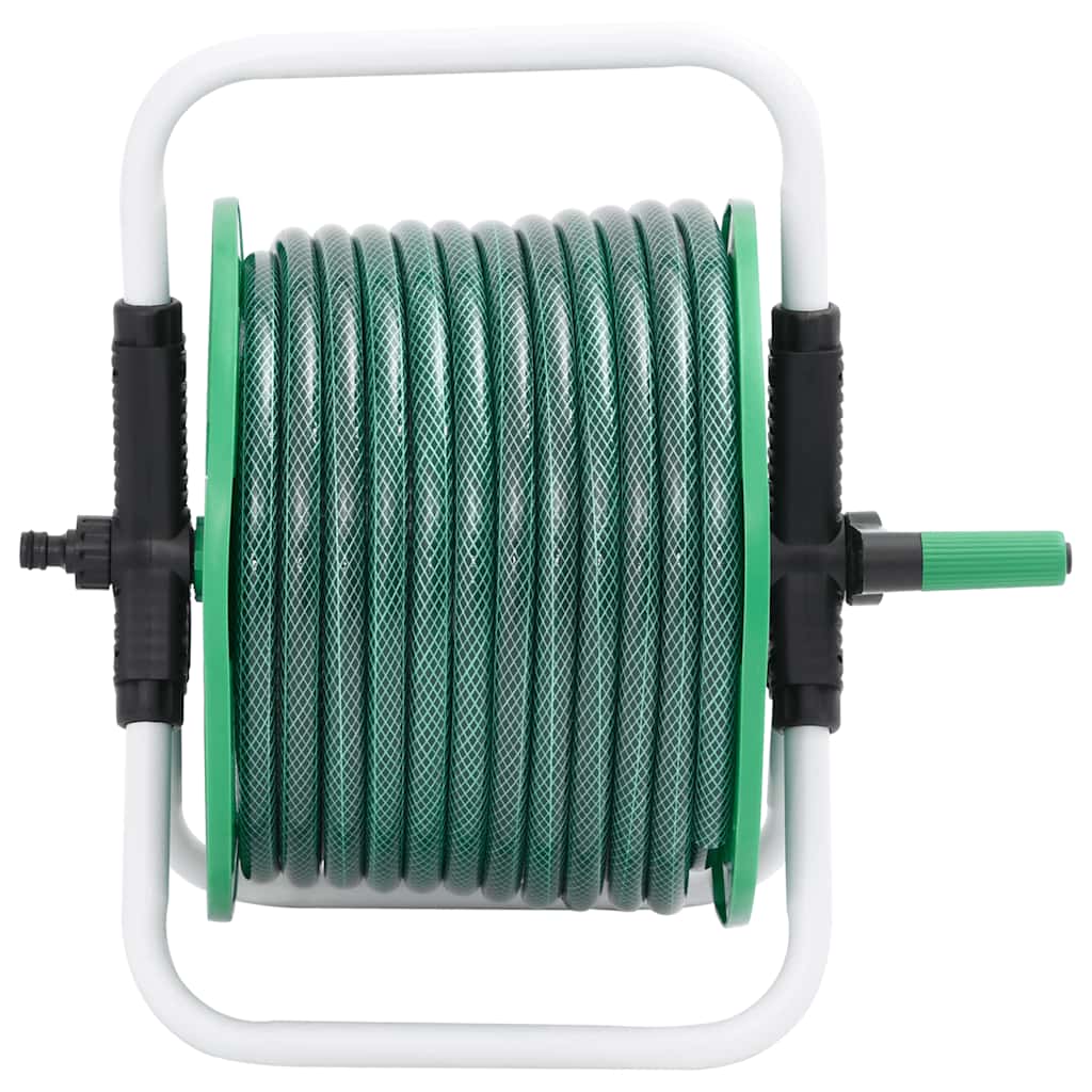 vidaXL Free Standing Green Hose Reel with Hose Fitting Set 0.5" 30 m PVC 2