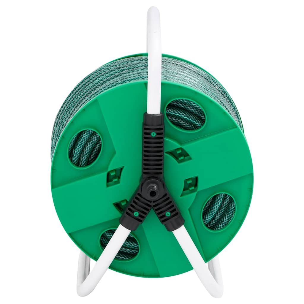 vidaXL Free Standing Green Hose Reel with Hose Fitting Set 0.5" 30 m PVC 3
