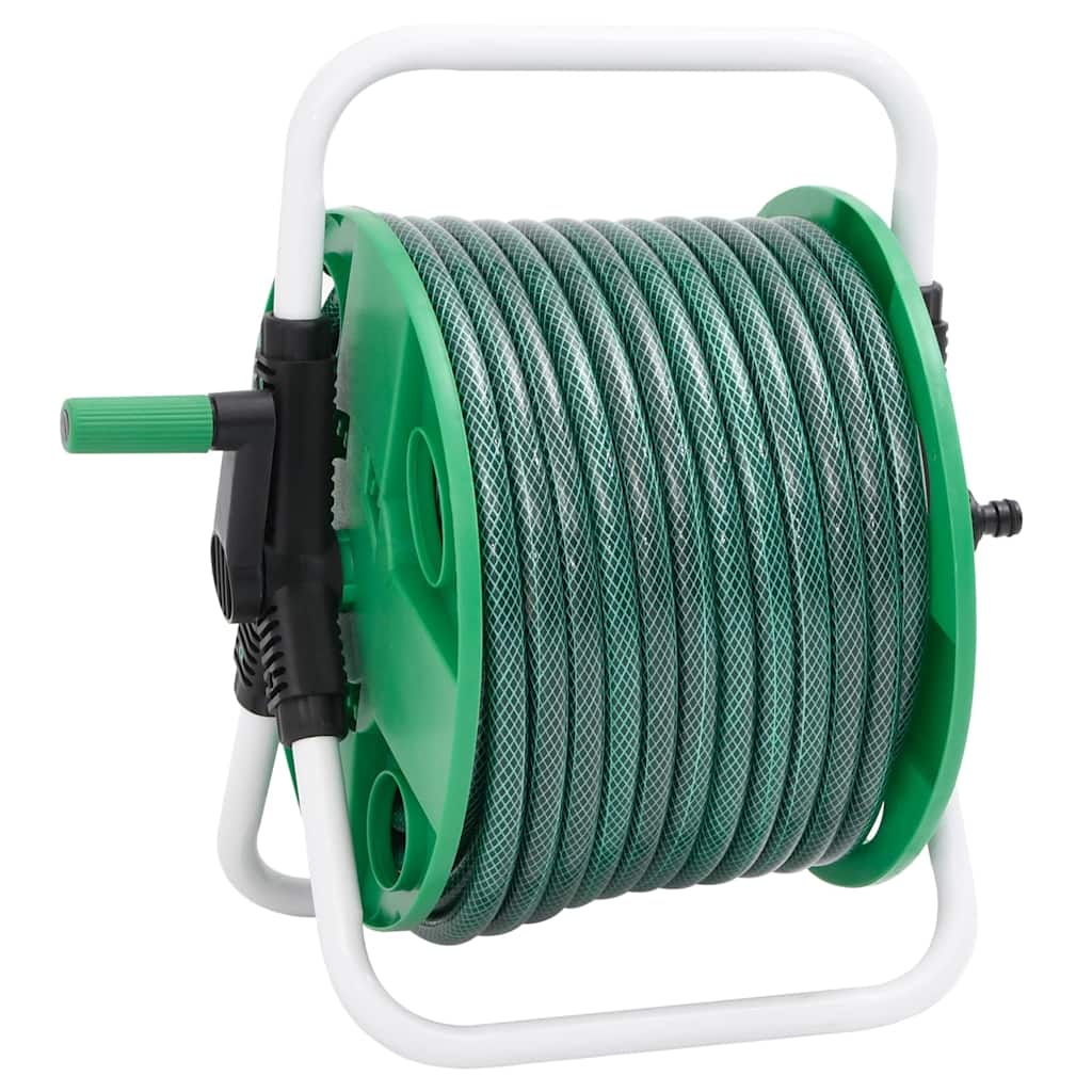 vidaXL Free Standing Green Hose Reel with Hose Fitting Set 0.5" 30 m PVC 4