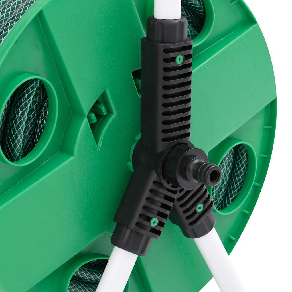 vidaXL Free Standing Green Hose Reel with Hose Fitting Set 0.5" 30 m PVC 5