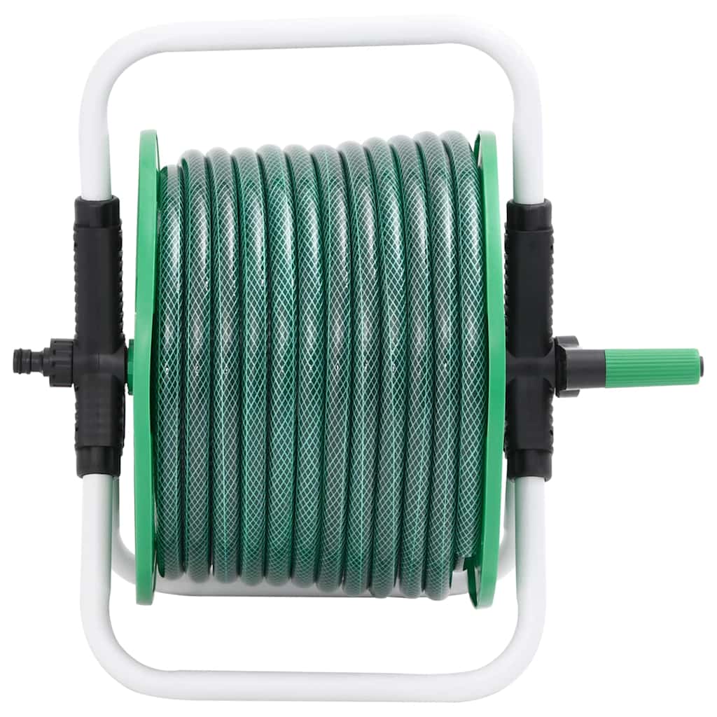 vidaXL Free Standing Green Hose Reel with Hose Fitting Set 0.75" 20 m PVC 2
