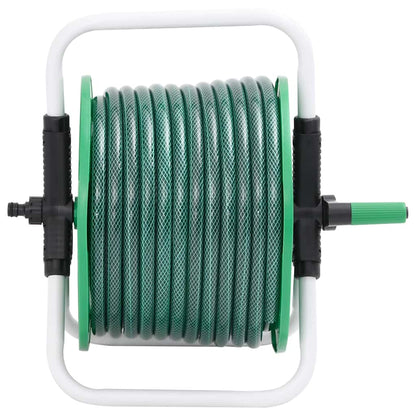 vidaXL Free Standing Green Hose Reel with Hose Fitting Set 0.75" 20 m PVC 2