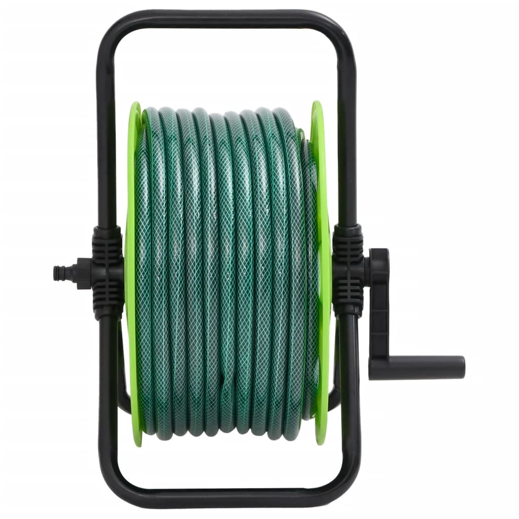vidaXL Free Standing Green Hose Reel with 30 m Hose PVC 2