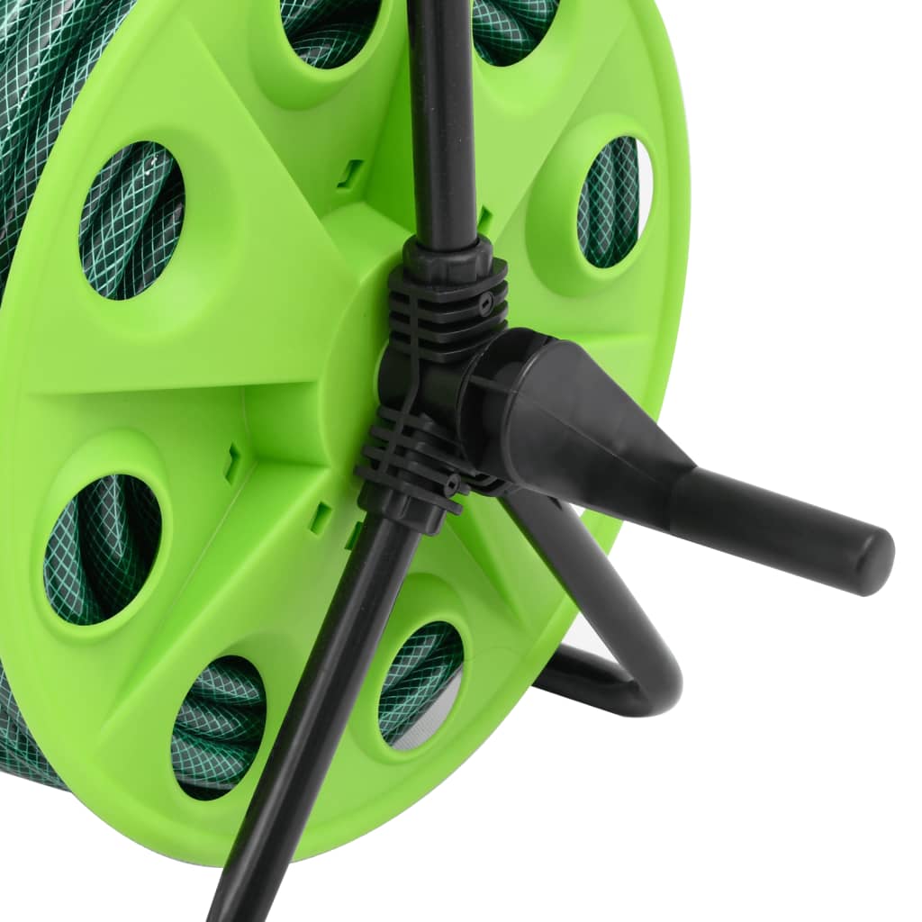 vidaXL Free Standing Green Hose Reel with 30 m Hose PVC 5