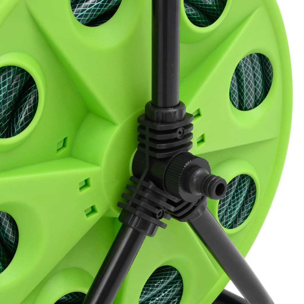 vidaXL Free Standing Green Hose Reel with 30 m Hose PVC 6