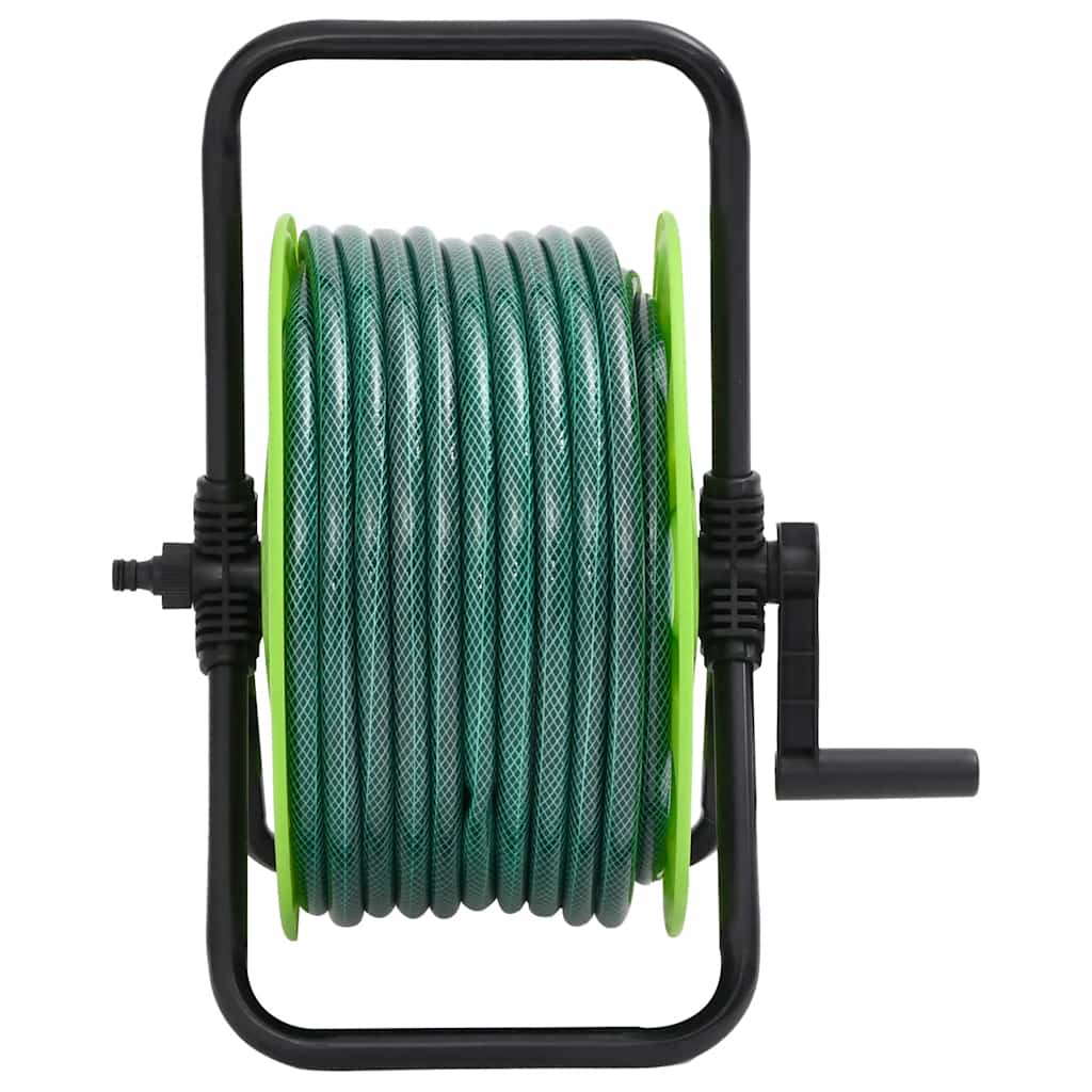 vidaXL Free Standing Green Hose Reel with Hose Fitting Set 0.5" 30 m PVC 2