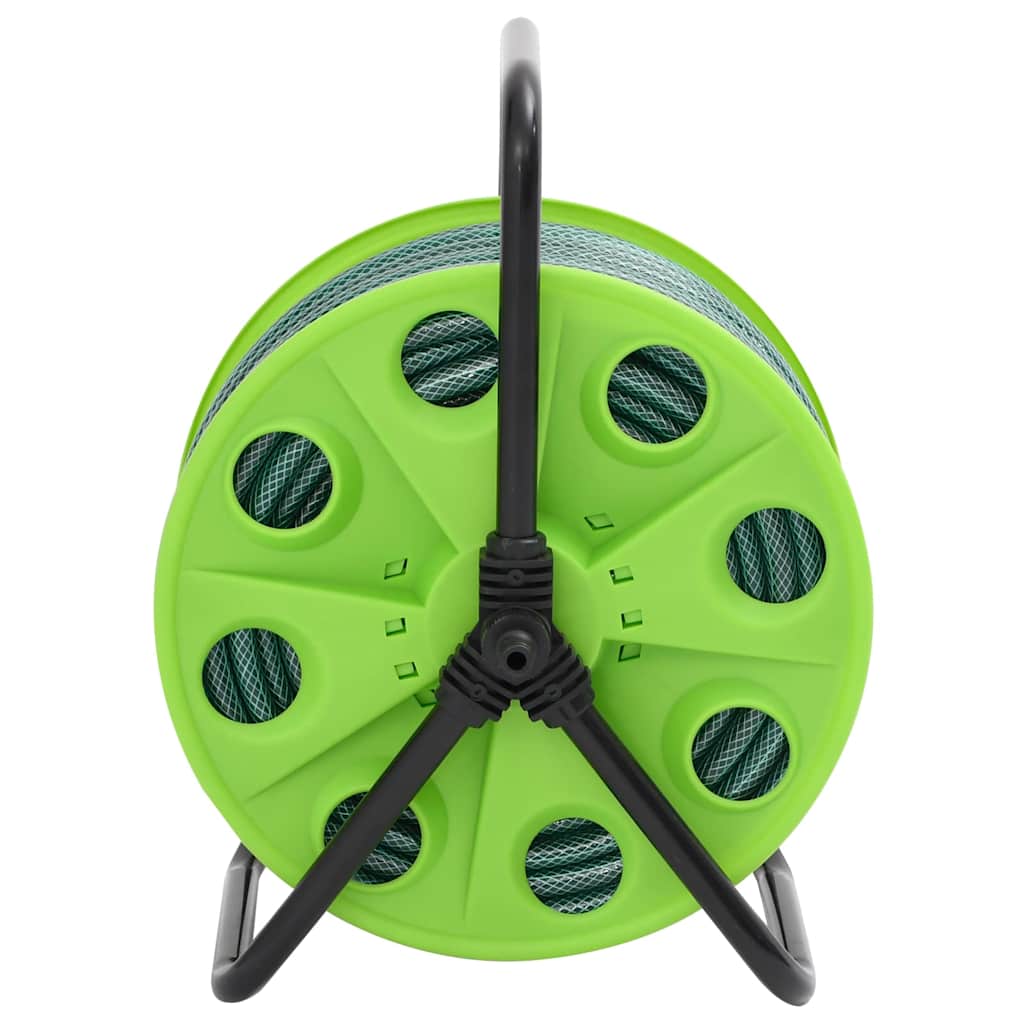 vidaXL Free Standing Green Hose Reel with Hose Fitting Set 0.75" 20 m PVC 3