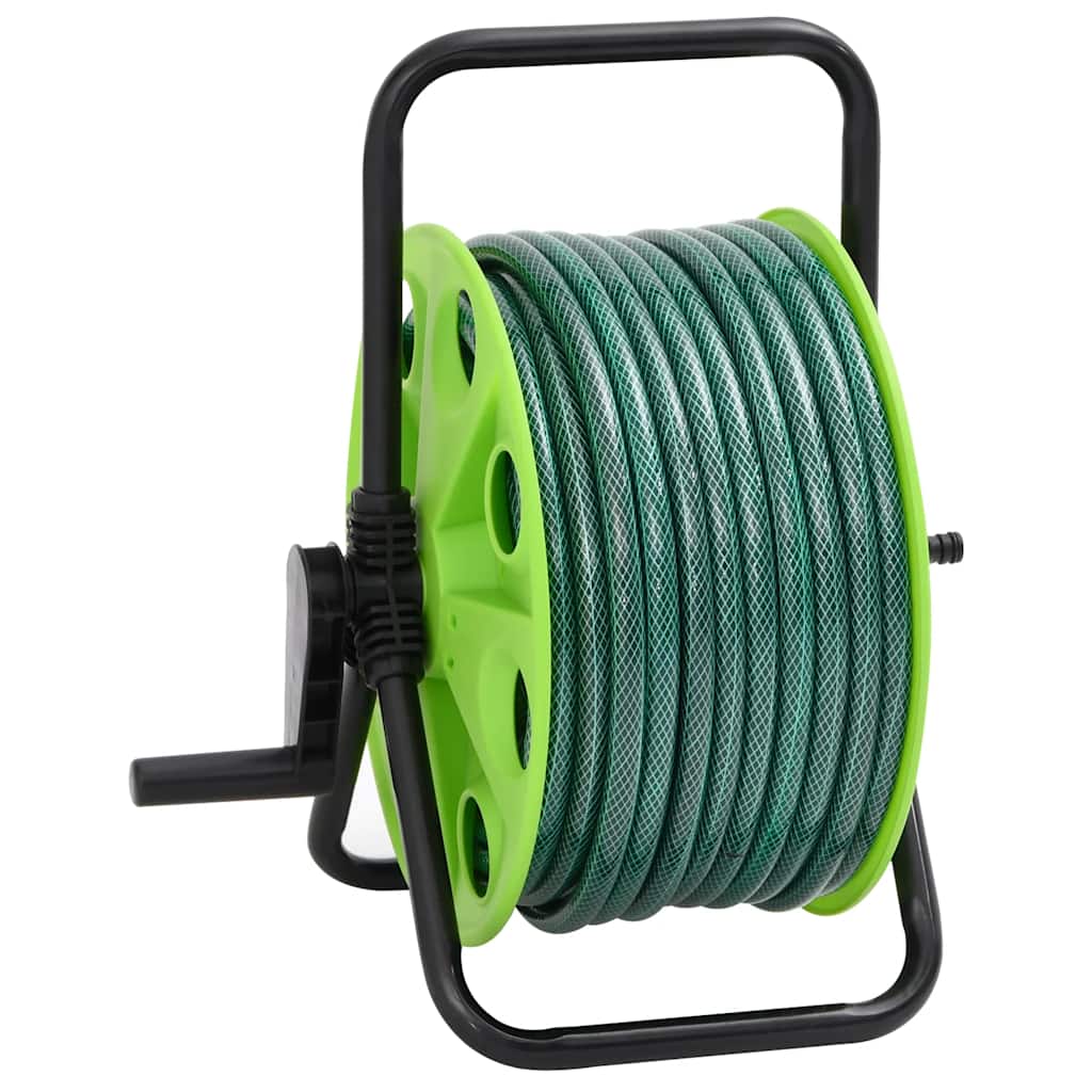 vidaXL Free Standing Green Hose Reel with Hose Fitting Set 0.75" 20 m PVC 4