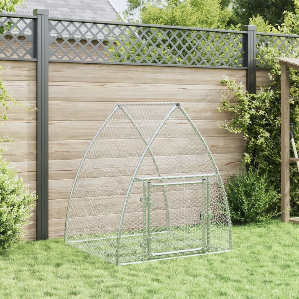 Rabbit Hutch Silver Galvanised Steel 105 x 100 x 120 cm