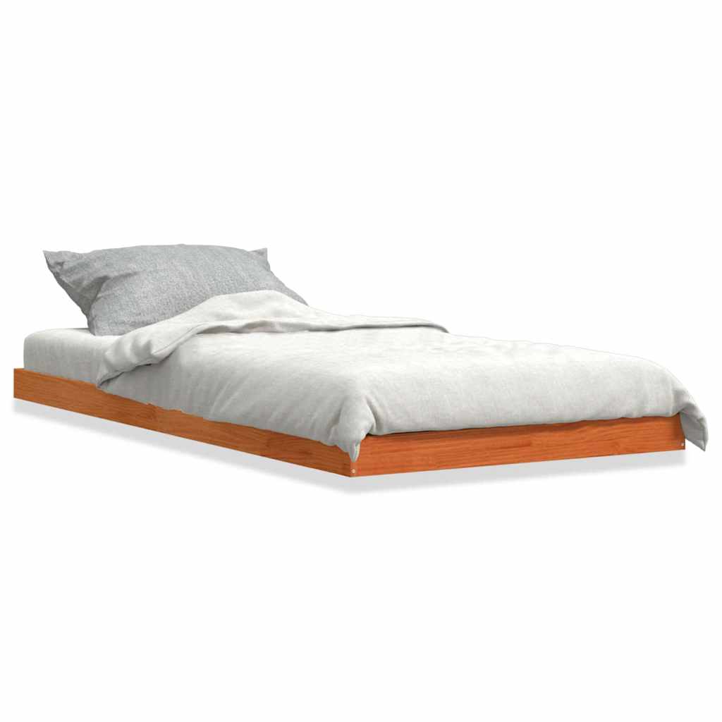vidaXL Bed Frame without Mattress Wax Brown 100x200 cm Solid Wood Pine 2