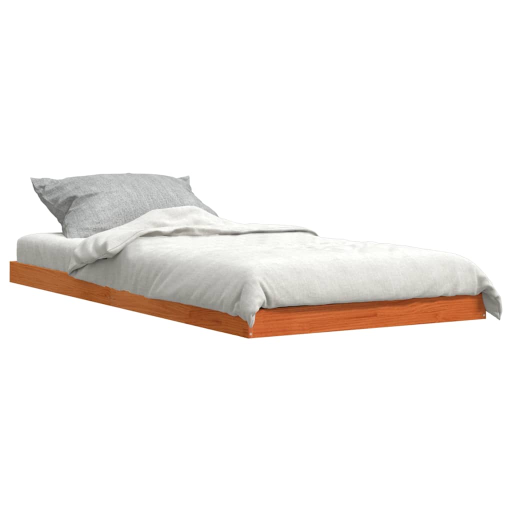 vidaXL Bed Frame without Mattress Wax Brown 100x200 cm Solid Wood Pine 3
