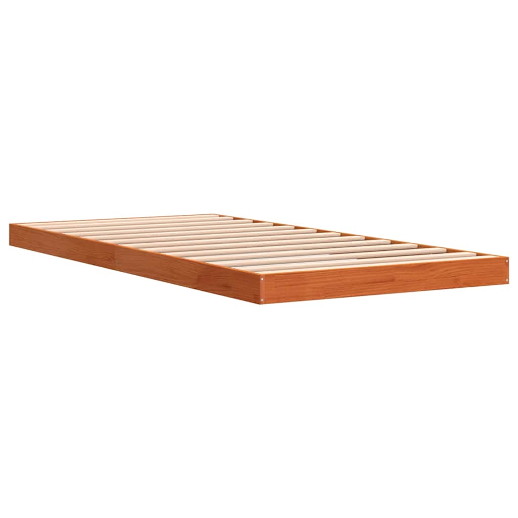 vidaXL Bed Frame without Mattress Wax Brown 100x200 cm Solid Wood Pine 4