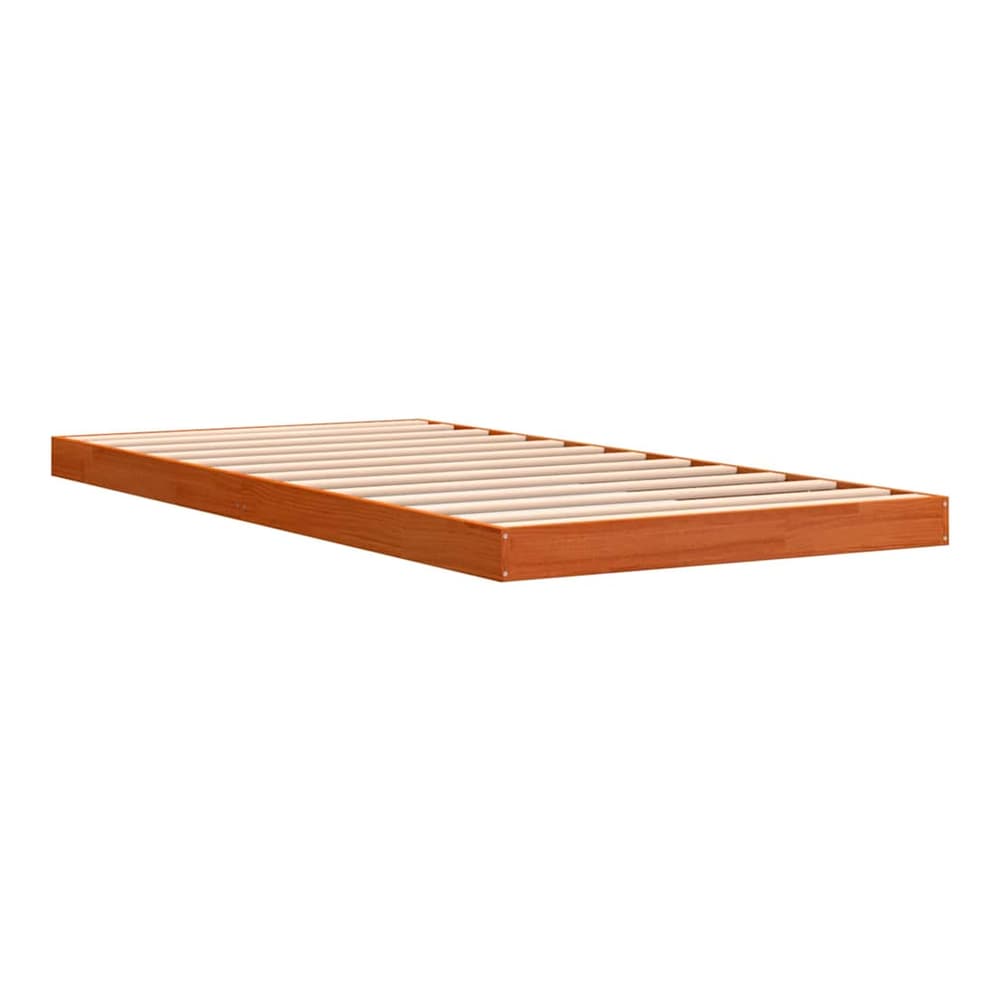 Bed Frame without Mattress Solid Wood Pine Length 200 cm Wax Brown 100 cm