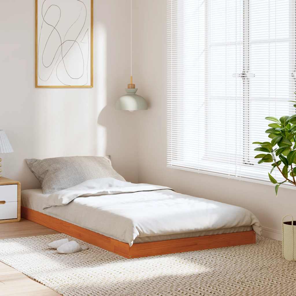 vidaXL Bed Frame without Mattress Wax Brown 100x200 cm Solid Wood Pine 1