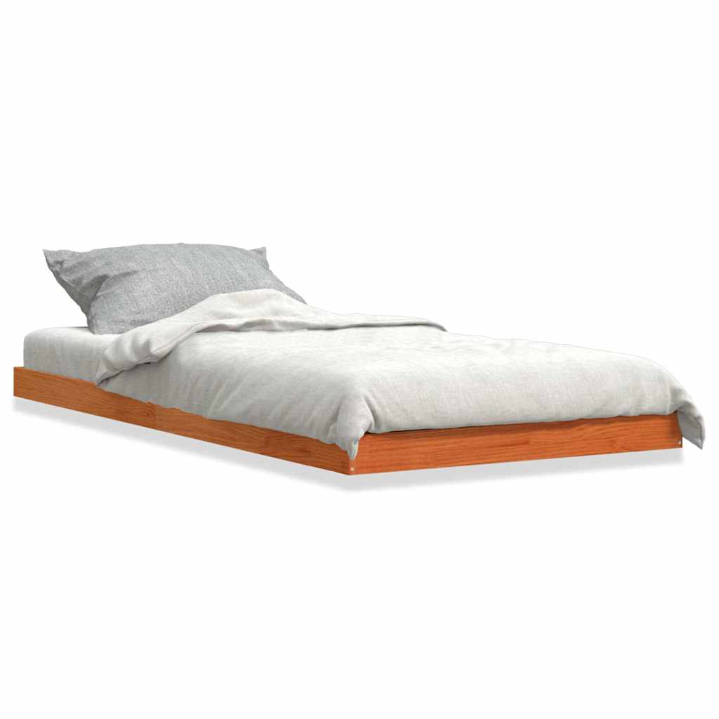 vidaXL Bed Frame without Mattress Wax Brown 75x190 cm Small Single Solid Wood Pine 2