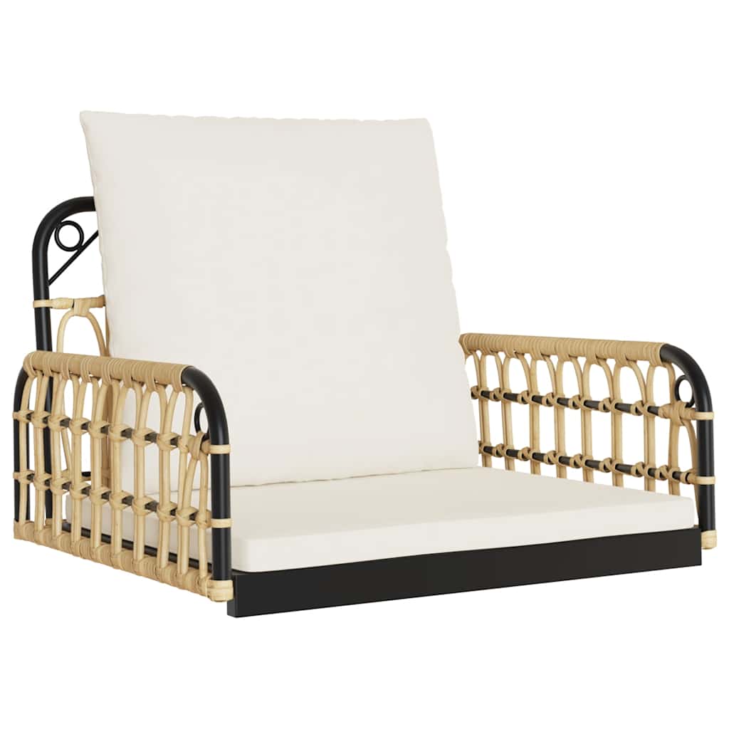 vidaXL Swing Chair with Cushions 63x58x39 cm Poly Rattan and Steel 2